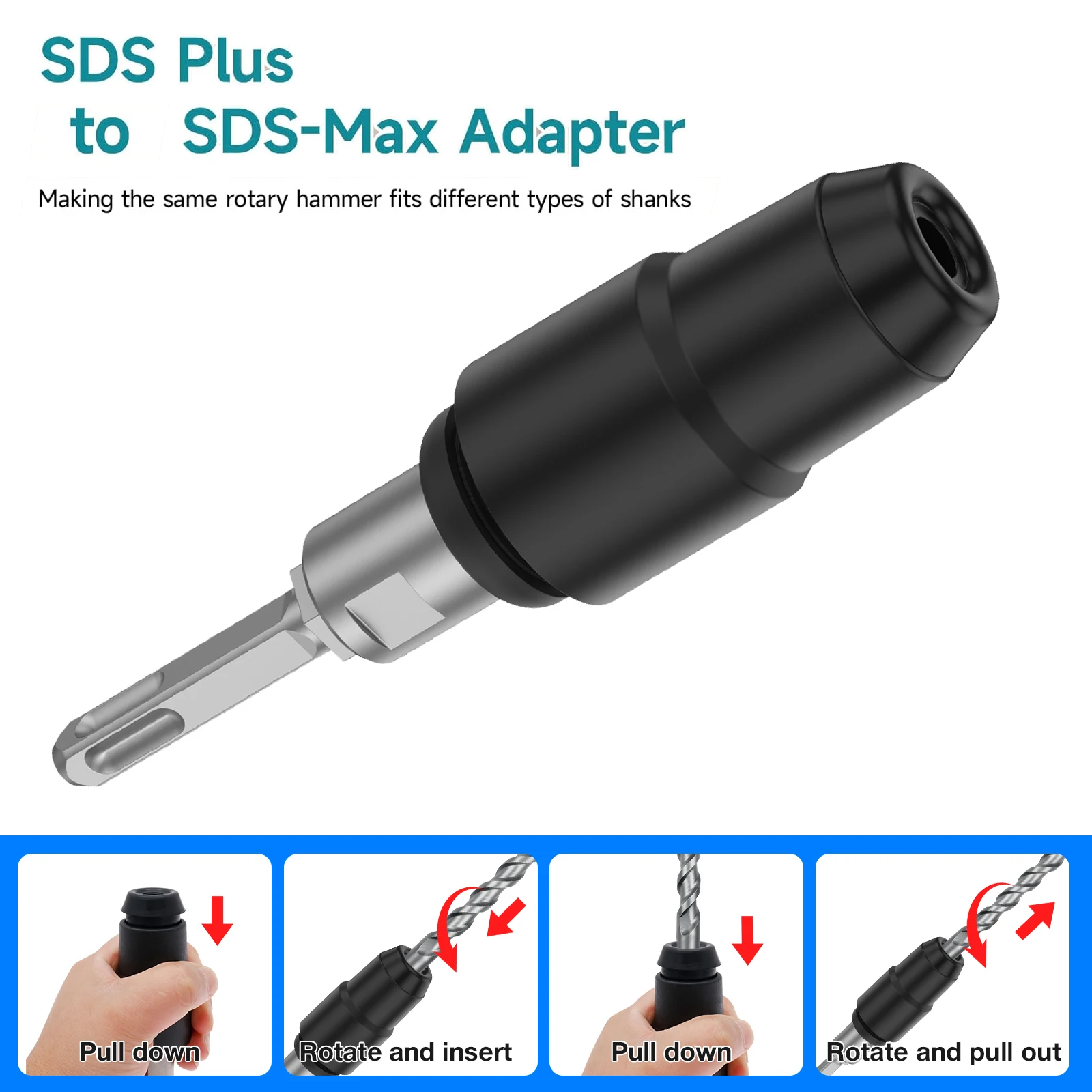 Sds Plus Chuck Adapter - SDS-Plus إلى SDS-Max محول للمطارق الدوارة
