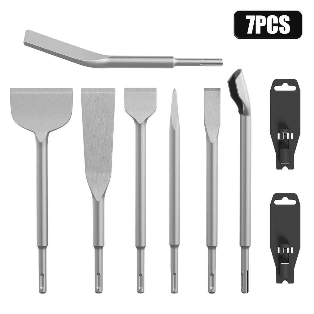Rotary Hammer Chisel Bit Flat - 7 قطعة مجموعة إزميل SDS زائد