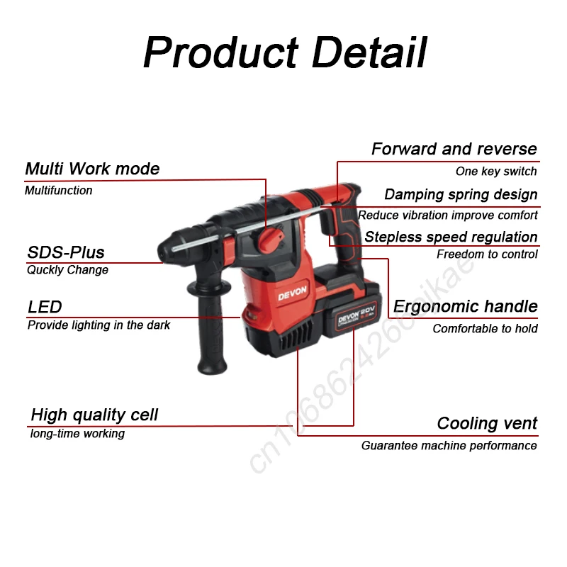 مطرقة دوارة لاسلكية قوية من دي - مراجعة Cordless Rotary Hammer 20V Brushless وسعره