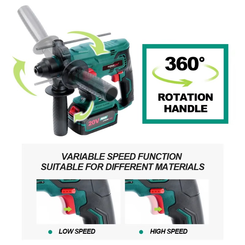 مثقاب دوار لاسلكي بدون فرشاة 2 - مراجعة Cordless Rotary Hammer 20V Brushless وسعره
