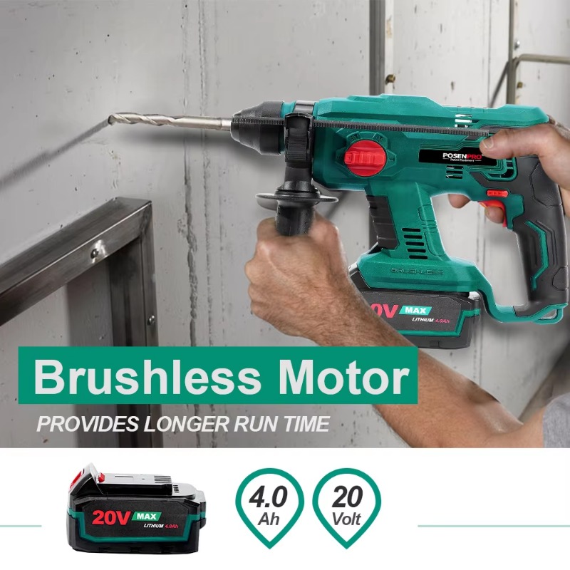 مثقاب دوار لاسلكي بدون فرشاة 2 - مراجعة Cordless Rotary Hammer 20V Brushless وسعره