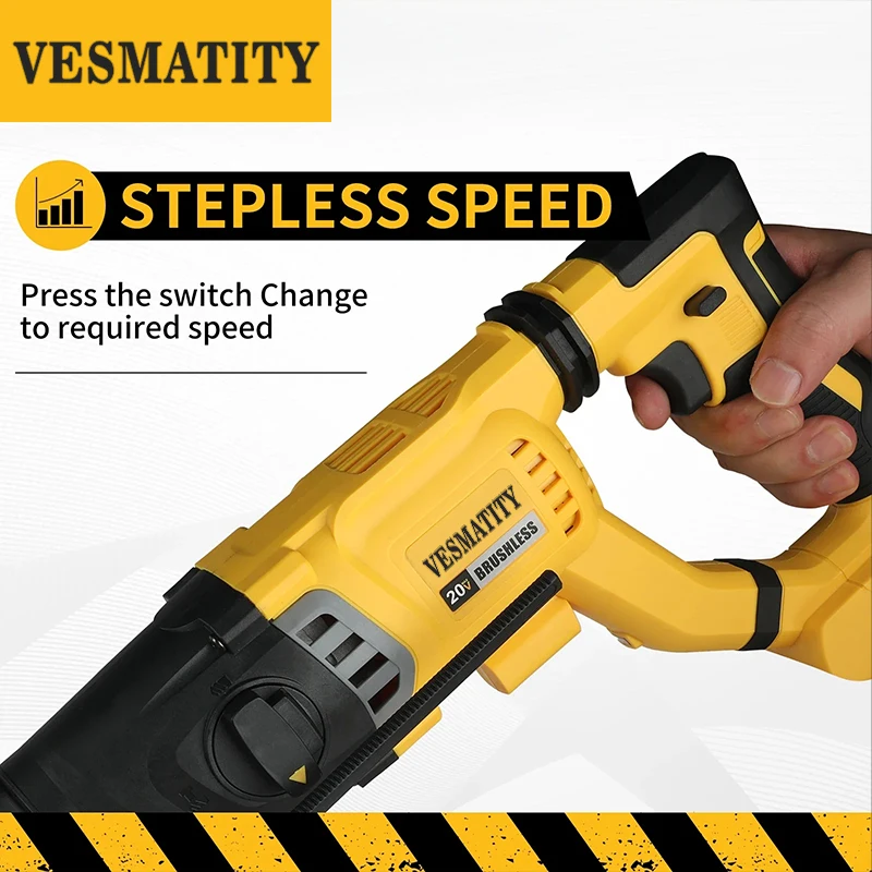 مثقاب كهربائي دوار لاسلكي بدون - مراجعة Cordless Rotary Hammer 20V Brushless وسعره