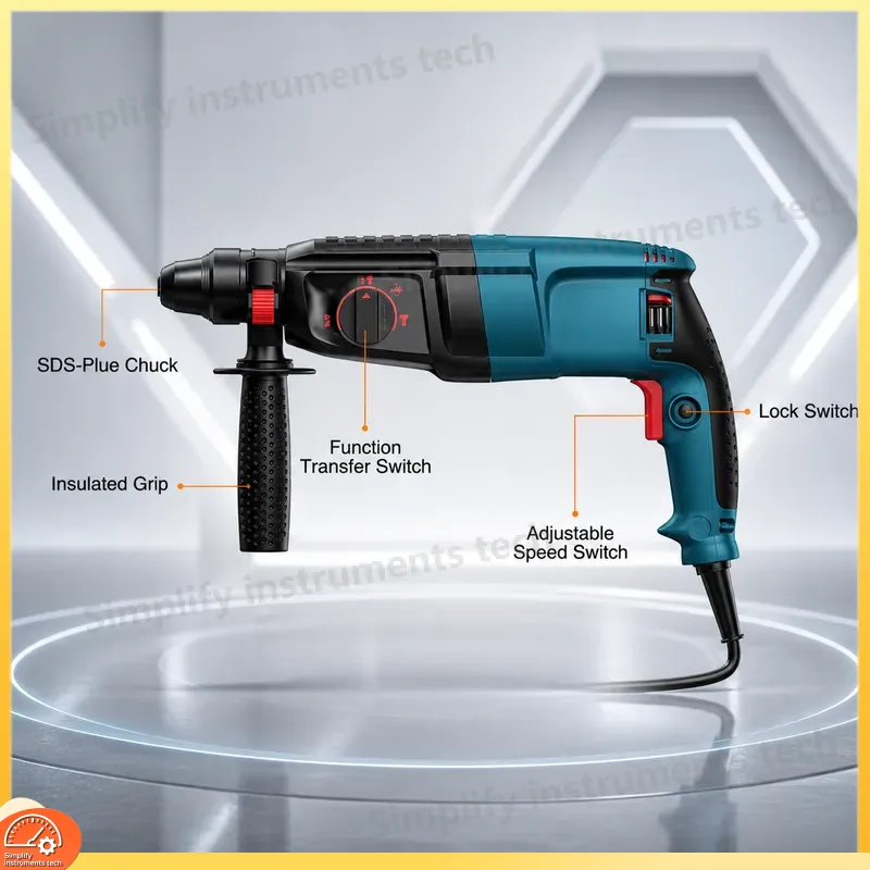 مثقاب دوار بقوة 800 واط مع نظا - مراجعة Rotary Hammer Drill Sds Plus 800W وسعره
