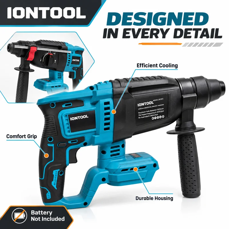 مثقاب دوار لاسلكي من IONTOOL ل - مراجعة Rotary Hammer Drill 26Mm وسعره