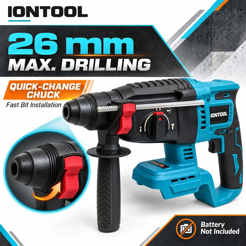 مثقاب دوار لاسلكي من IONTOOL ل - مراجعة Rotary Hammer Drill 26Mm وسعره