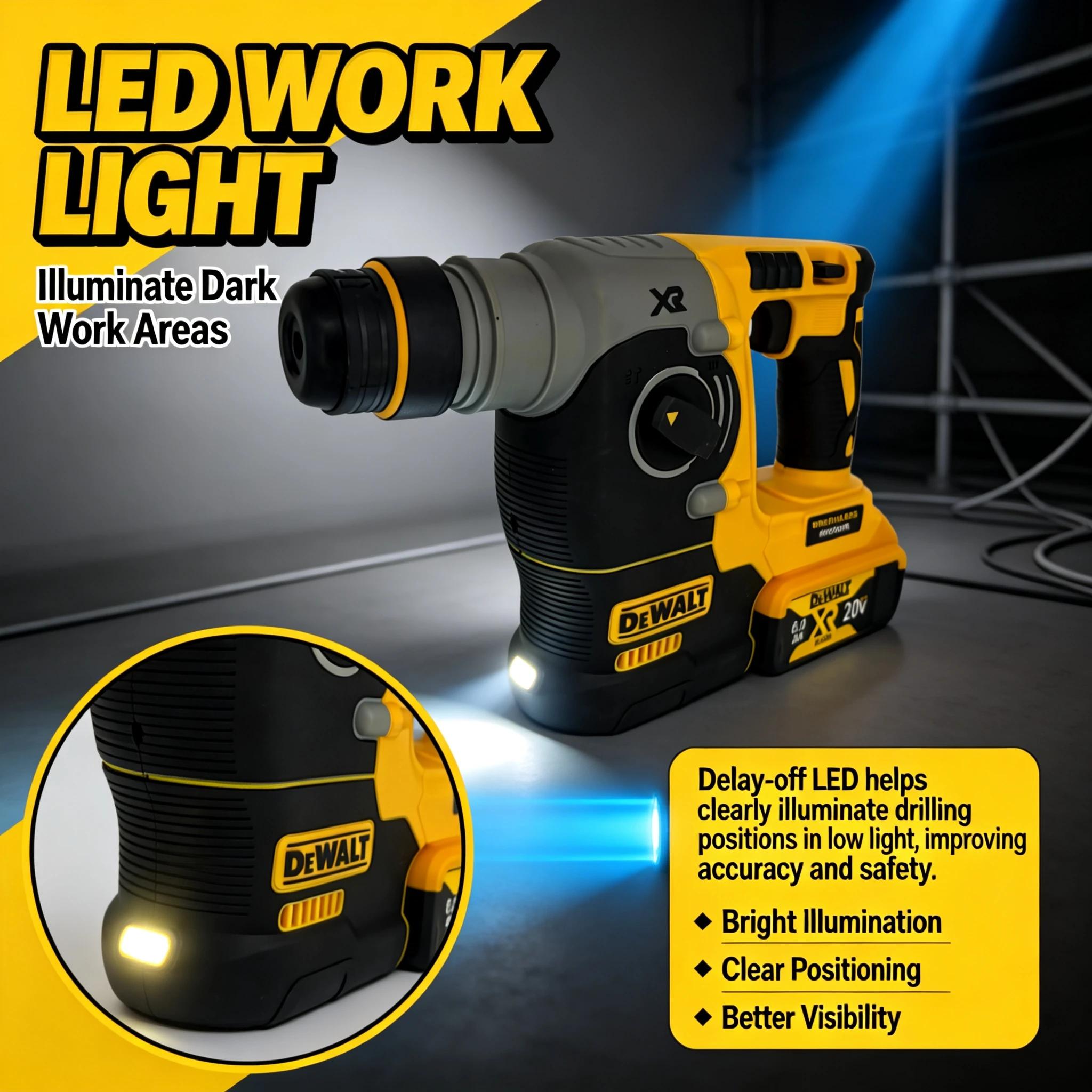 مثقاب دوار كهربائي لاسلكي من ن - مراجعة Cordless Rotary Hammer 20V Brushless وسعره