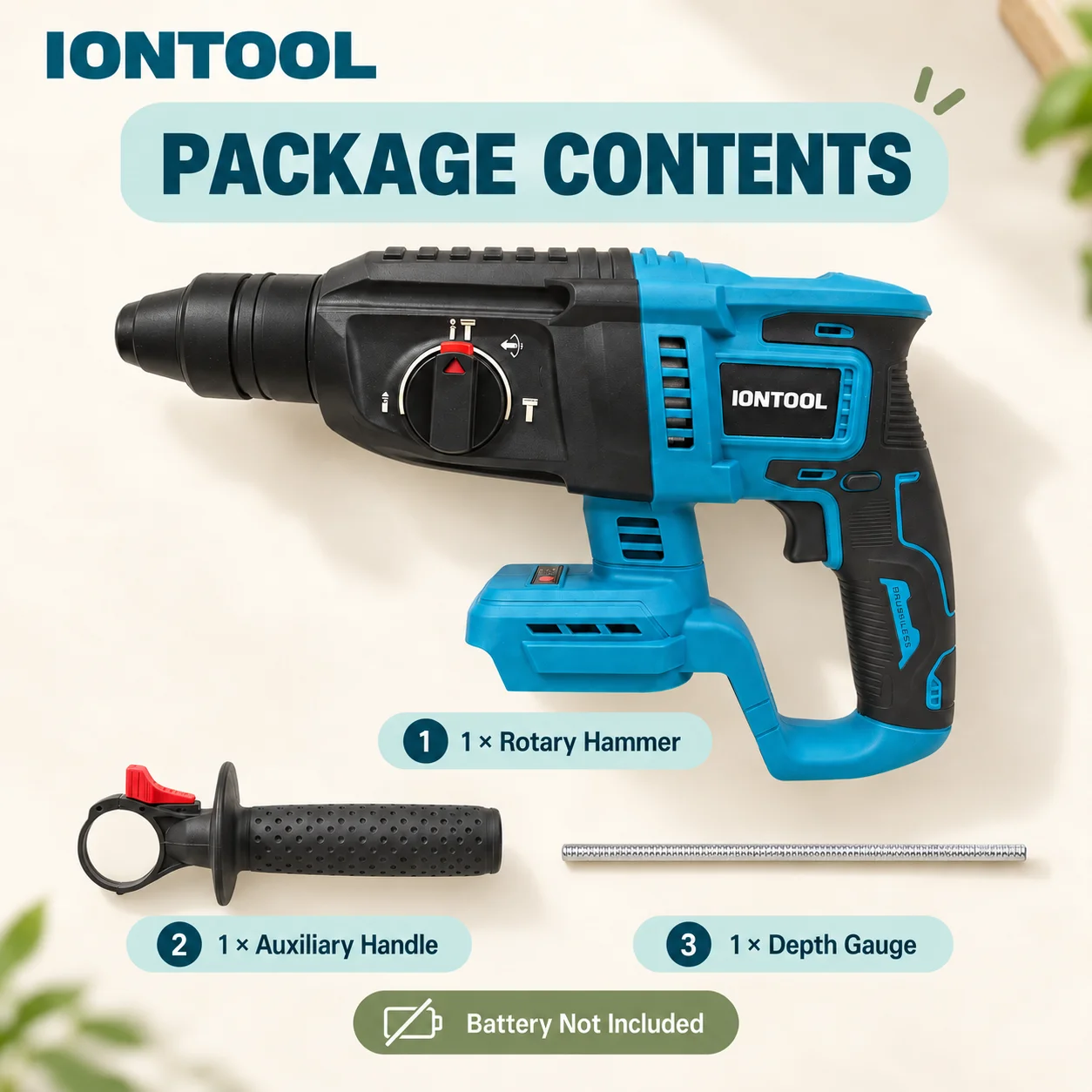 مطرقة دوارة لاسلكية من IONTOOL - مراجعة Rotary Hammer Drill 26Mm وسعره