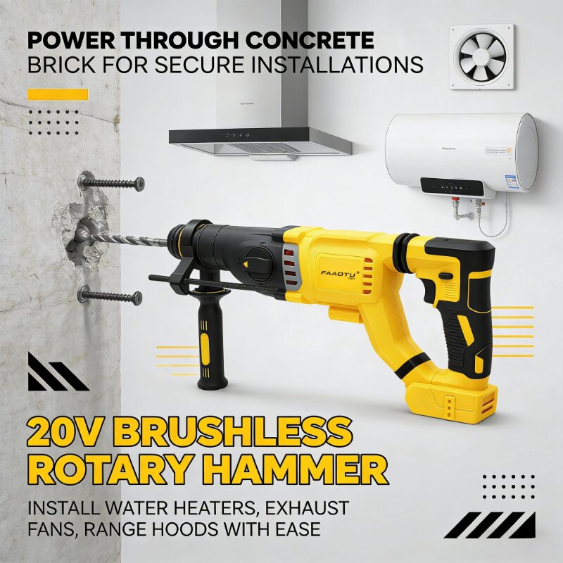 مثقاب كهربائي دوار لاسلكي بدون - مراجعة Cordless Rotary Hammer 20V Brushless وسعره