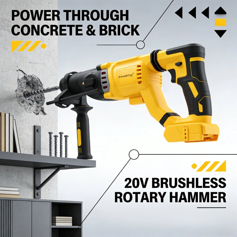 مثقاب كهربائي دوار لاسلكي بدون - مراجعة Cordless Rotary Hammer 20V Brushless وسعره