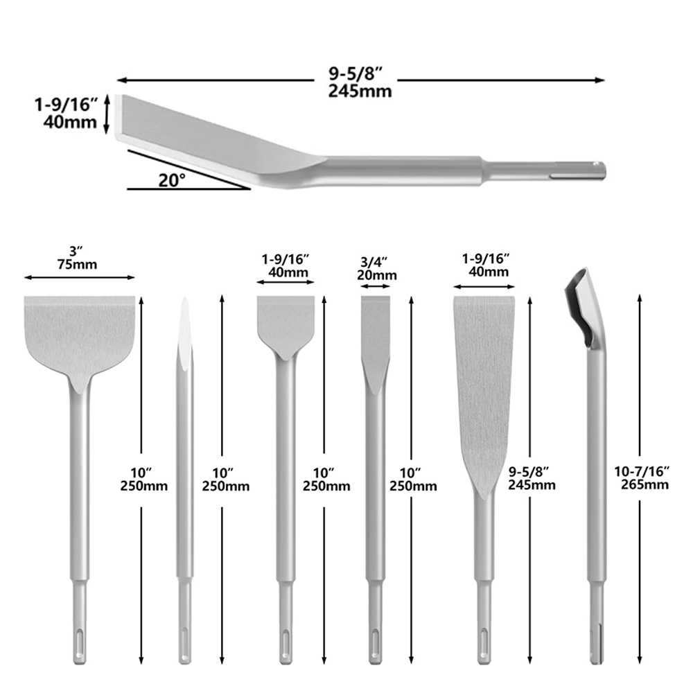 7 قطعة مجموعة إزميل SDS زائد م - مراجعة Rotary Hammer Chisel Bit Flat وسعره