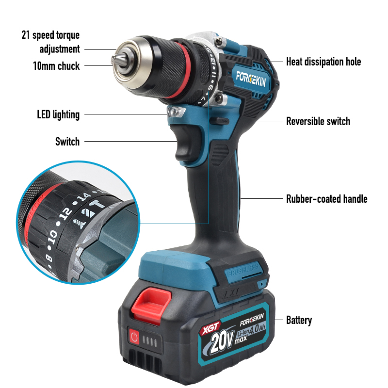 مثقاب كهربائي لاسلكي من FORGEK - مراجعة Cordless Rotary Hammer 20V Brushless وسعره